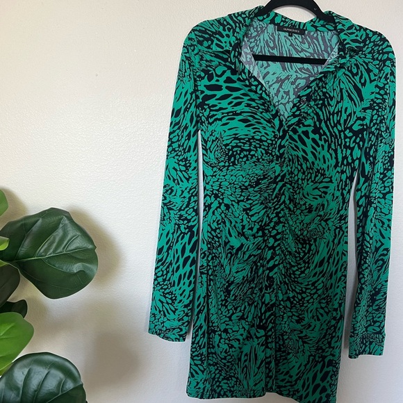 OLIVACEOUS Green & Black Animal Print Dress (NWT) - Picture 2 of 5
